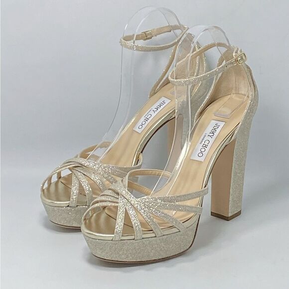 Jimmy Choo Isra 120MM Glitter Platform Sandals size 42 - Picture 4 of 13